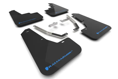 Rally Armor black mud flaps with light blue logo for Subaru Crosstrek