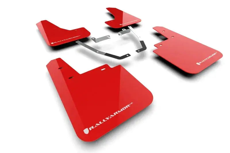 Red rally armor ur mud flaps for subaru crosstrek with white logo