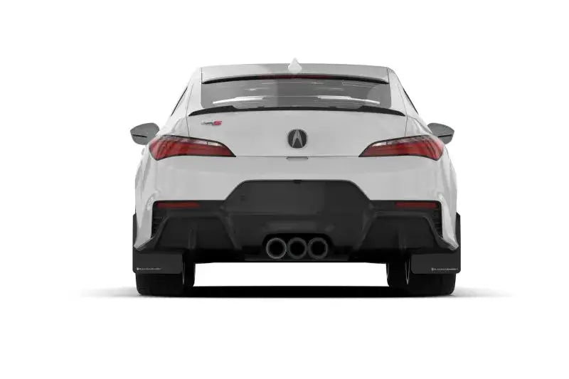 White Acura NSX with black UR mud flaps and blue logo
