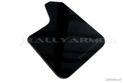 Black glossy rally armor universal UR mud flap with curved cutout and blue logo