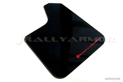 Black glossy rectangular Rally Armor Universal UR Mud Flap with red Rally Armor logo