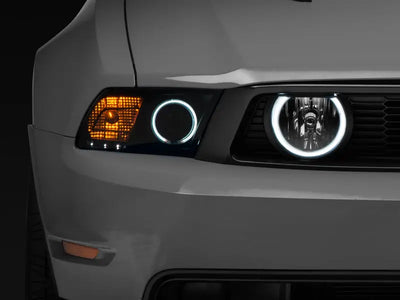 Car headlights with halo rings for Ford Mustang GT LED Halo Fog Lights in chrome