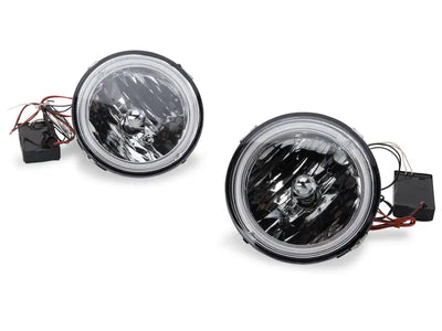 Two round LED Halo Fog Lights with wiring for Ford Mustang GT 05-12