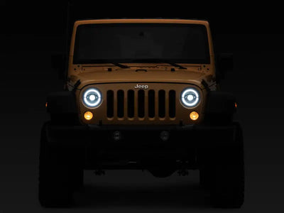 Raxiom 07-18 Jeep Wrangler JK Axial Series LED Headlights- Black Housing (Clear Lens) - Truck & Automotive