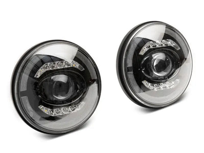 Raxiom 07-18 Jeep Wrangler JK Axial Series LED Headlights- Black Housing (Clear Lens) - Truck & Automotive