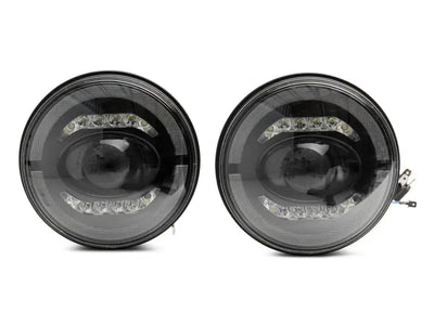 Raxiom 07-18 Jeep Wrangler JK Axial Series LED Headlights- Black Housing (Clear Lens) - Truck & Automotive