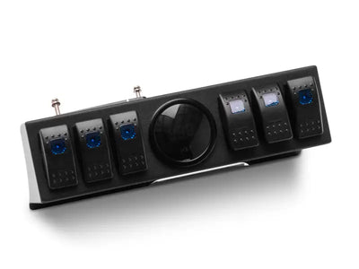 Black control box and switch panel with illuminated toggles for Jeep Wrangler JK