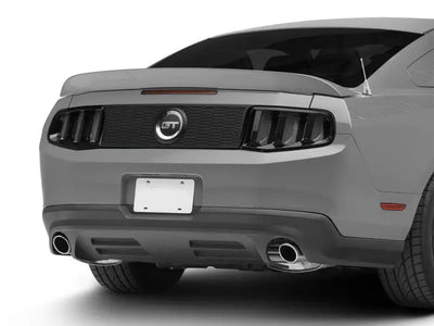 Gray Mustang GT rear view with Raxiom Vector V2 LED Tail Lights in gloss black housing