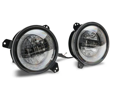 Raxiom 18-22 Jeep Wrangler JL/JT Axial Series LED Headlights- Black Housing (Clear Lens) - Truck & Automotive