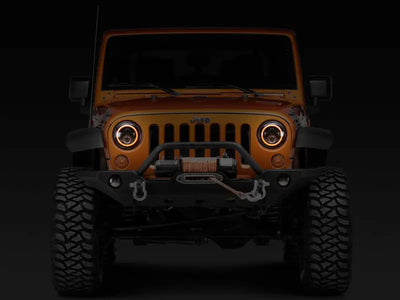 Raxiom 97-18 Jeep Wrangler TJ/JK Axial Halo Headlights w/ DRL Amber Signals- Blk Hsng (Clear Lens) - Truck & Automotive