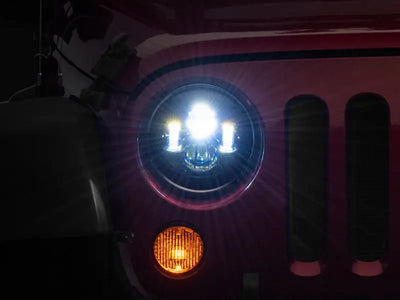 Raxiom 97-18 Jeep Wrangler TJ/JK Axial Series LED Daymaker Headlights- Black Housing (Clear Lens) - Truck & Automotive