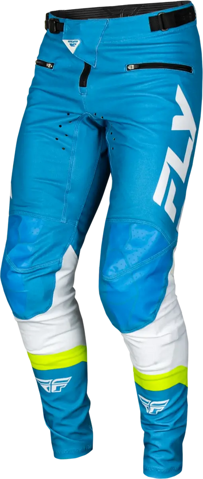 Blue white motocross pants with durable stretch technology for style and performance