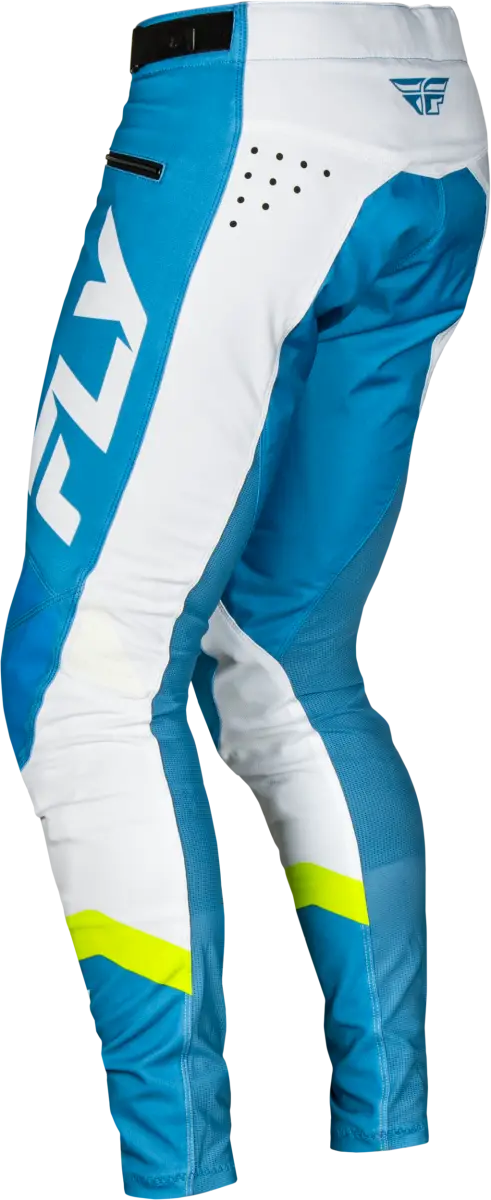 Rayce Bicycle Pants Blue White Lime Green with durable stretch technology and FLY logo
