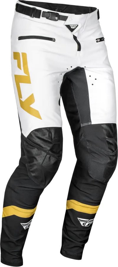 Rayce Bicycle Pants White Black Gold with durable stretch technology for motocross riding