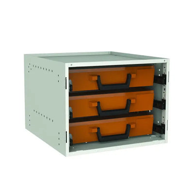 Metal cabinet with orange drawers from RCSK7/C Rolacase 3 Drawer Parts Org Kit