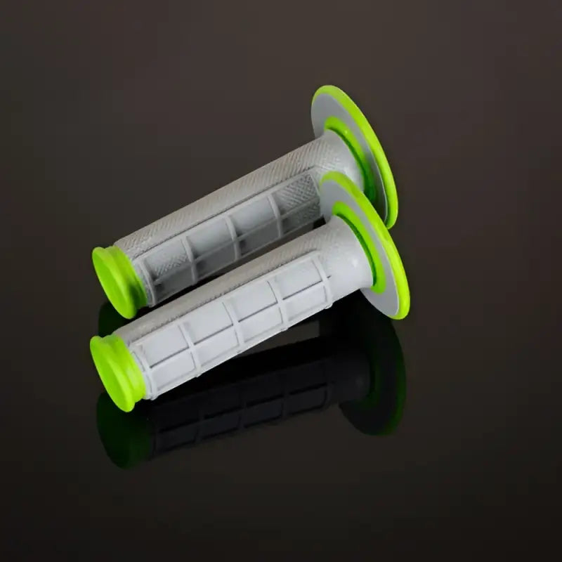 Renthal MX Dual Compound Grips 1/2 Waffle - Grey/ Green - G191 - Misc Powersports