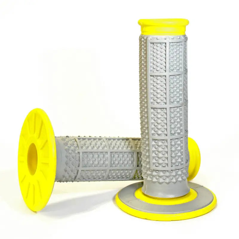 Renthal MX Dual Compound Grips Tapered 1/2 Waffle - Grey/ Yellow - G194