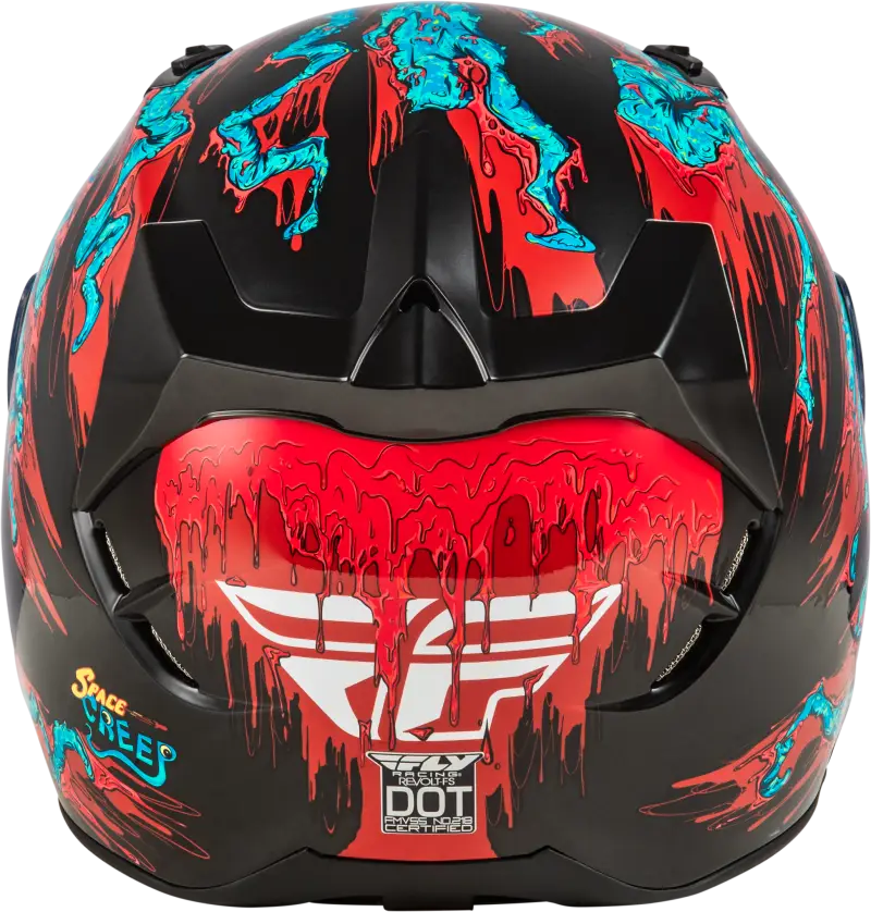 Revolt Space Creep Helmet with durable hard coating and dripping red and blue design