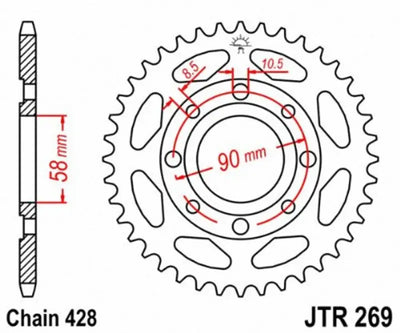 Motorcycle rear sprocket RFE-1204-49-BLK Supersprox Steel 49T-428 Black Hon