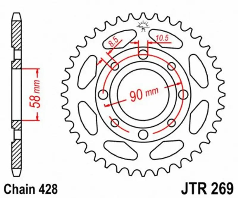 Motorcycle rear sprocket RFE-1204-49-BLK Supersprox Steel 49T-428 Black Hon