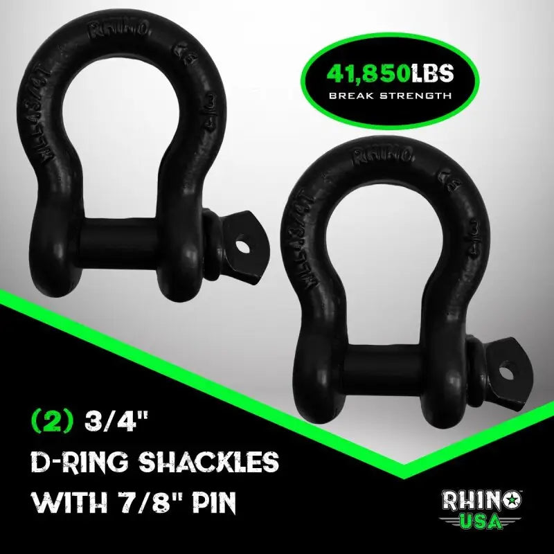 Rhino USA 20Ft Tow Strap/Shackles Combo - Rhino USA