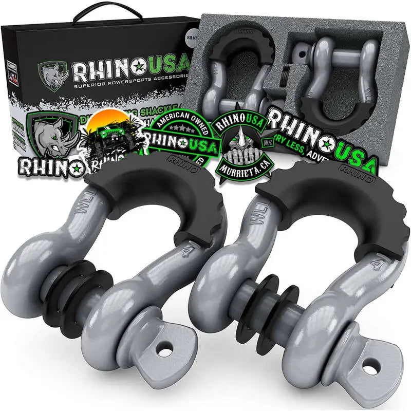 Rhino USA 3/4In D-Ring Shackle Set (2-Pack)(Gray) - Rhino USA