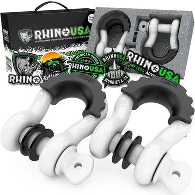 Rhino USA 3/4In D-Ring Shackle Set (2-Pack)(White) - Rhino USA
