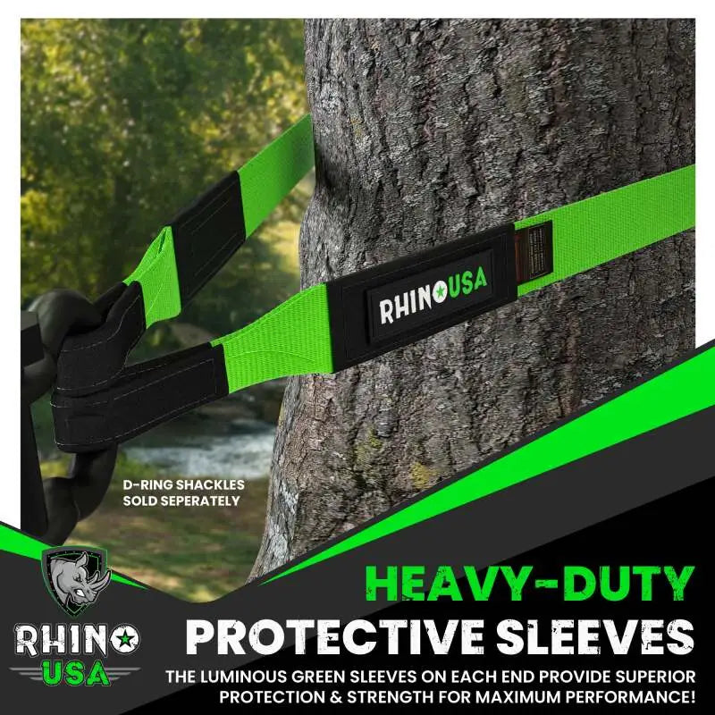 Rhino USA Recovery Tow Strap 3Inx30Ft (Green) - Rhino USA