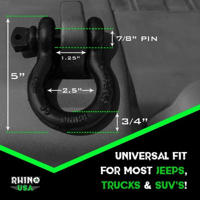 Rhino USA 30Ft Tow Strap/Shackles Combo - Rhino USA