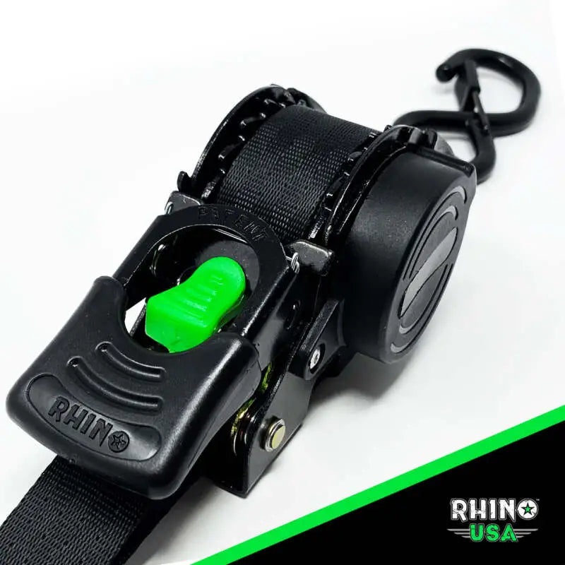 Rhino USA Retractable Ratchet Straps (4Pk 1Inx10Ft) (Gray) - Rhino USA
