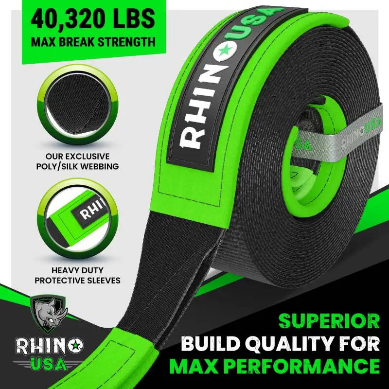 Rhino USA Recovery Tree Saver Strap 4Inx10Ft (Black) - Rhino USA