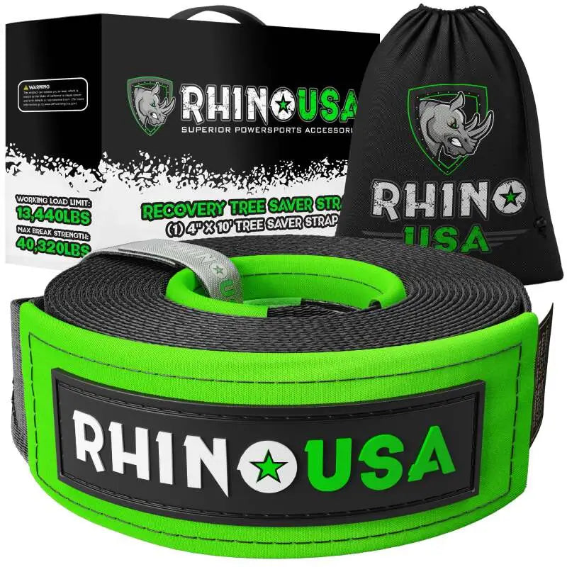 Rhino USA Recovery Tree Saver Strap 4Inx10Ft (Black) - Rhino USA