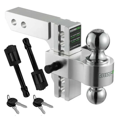 Rhino USA 6In Heavy Duty Drop Hitch - 2In (Silver) - Rhino USA