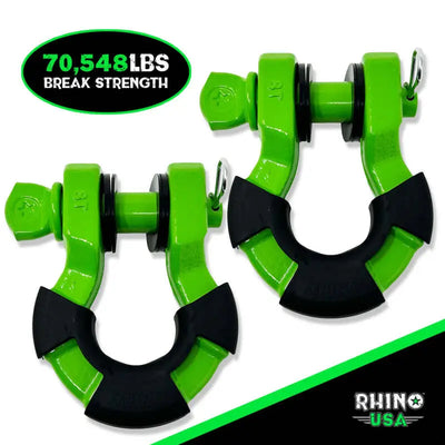 Rhino USA 8T Super Shackle 2-Pack (Green) - Rhino USA