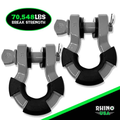 Rhino USA 8T Super Shackle 2-Pack (Gray) - Rhino USA