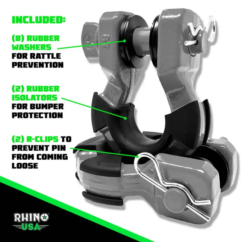 Rhino USA 8T Super Shackle 2-Pack (Gray) - Rhino USA