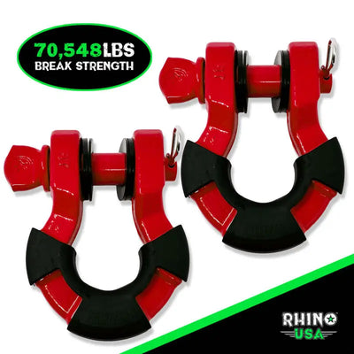 Rhino USA 8T Super Shackle 2-Pack (Red) - Rhino USA