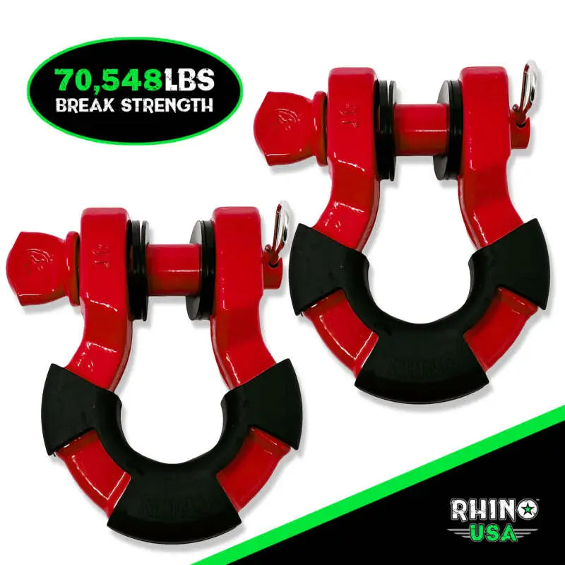 Rhino USA 8T Super Shackle 2-Pack (Red) - Rhino USA