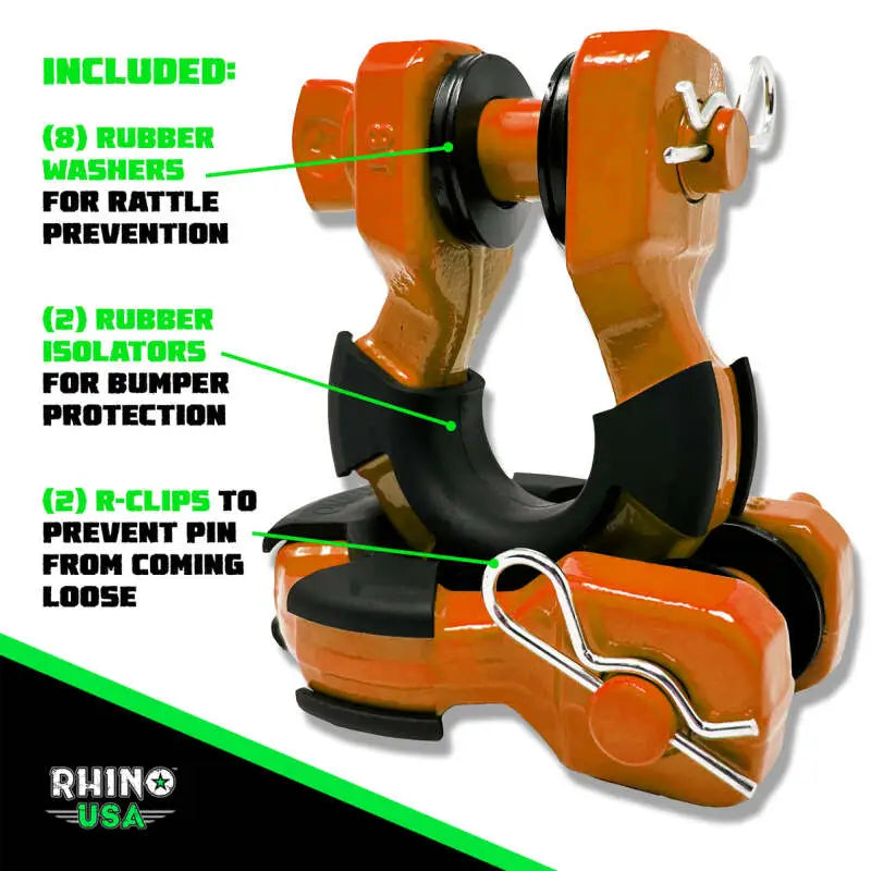 Rhino USA 8T Super Shackle 2-Pack (Orange) - Rhino USA