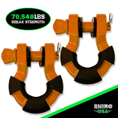 Rhino USA 8T Super Shackle 2-Pack (Orange) - Rhino USA