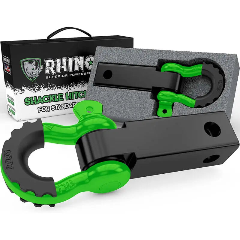 Rhino USA Shackle Hitch Receiver W/ D-Ring (Green) - Rhino USA