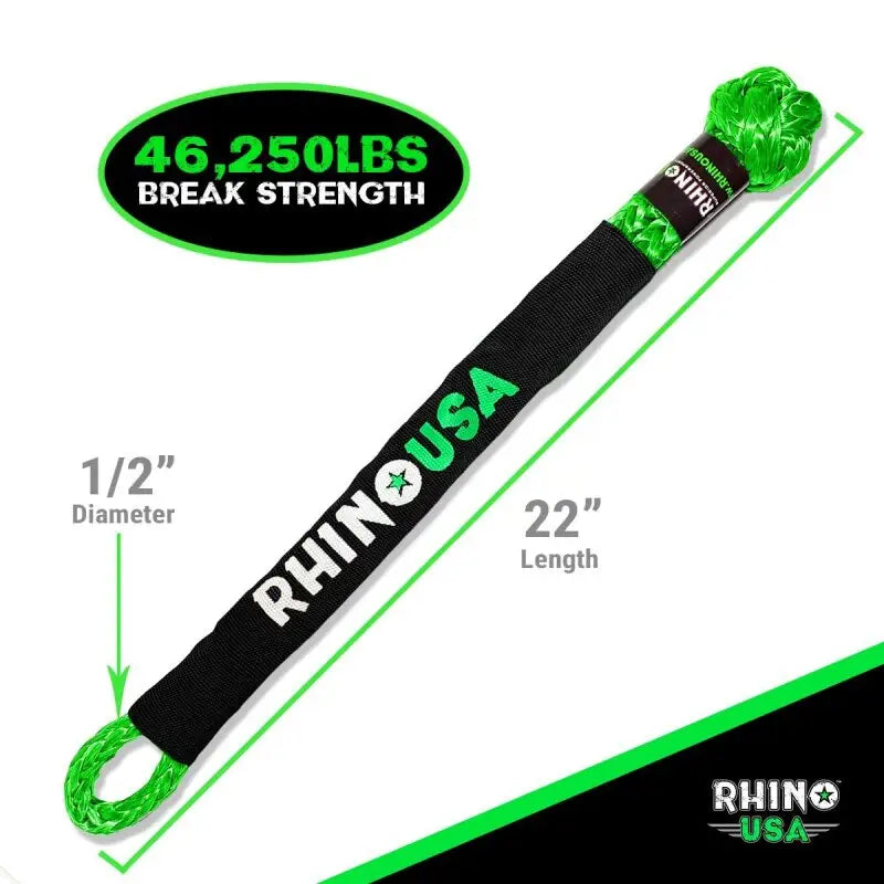 Rhino USA Synthetic Soft Shackles Green (2-Pack) - Rhino USA