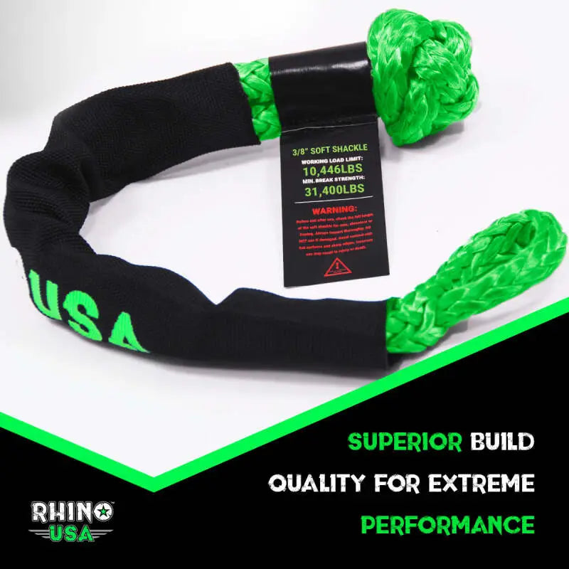 Rhino USA Synthetic Soft Shackles Green (2-Pack) - Rhino USA