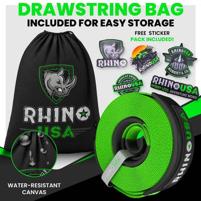 Rhino USA Recovery Tow Strap 4Inx30Ft (Black) - Rhino USA