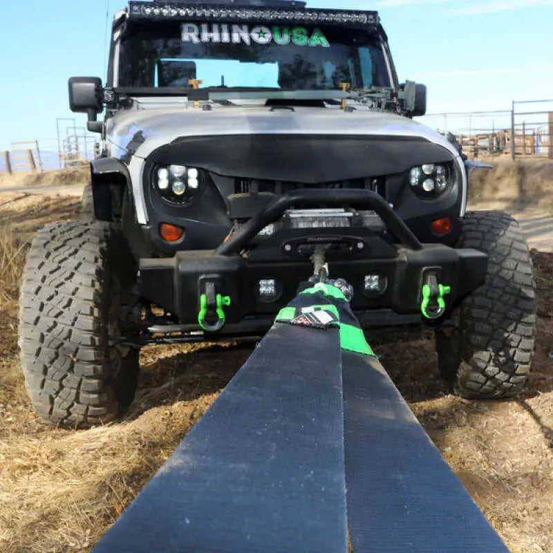 Rhino USA Recovery Tow Strap 4Inx30Ft (Green) - Rhino USA