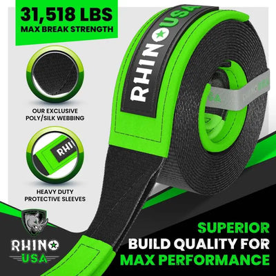 Rhino USA Recovery Tree Saver Strap 3Inx8Ft (Black) - Rhino USA