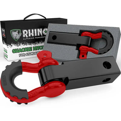 Rhino USA Shackle Hitch Receiver W/ D-Ring (Red) - Rhino USA