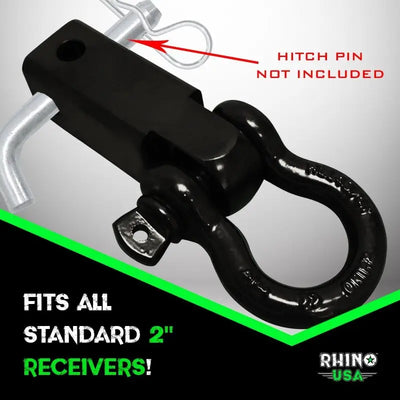 Rhino USA Shackle Hitch Receiver W/ D-Ring (White) - Rhino USA