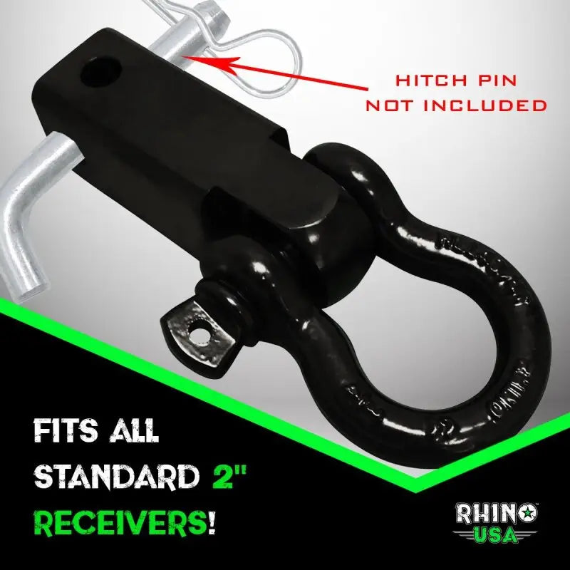 Rhino USA Shackle Hitch Receiver W/ D-Ring (White) - Rhino USA