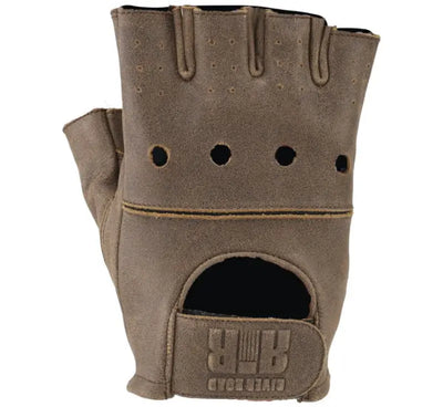Brown Leather Fingerless Glove from River Road Buster Vintage Shorty Gloves